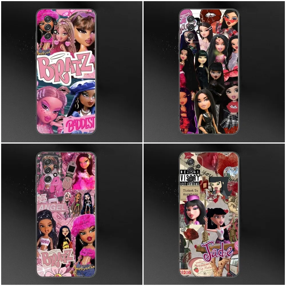 Lovely Fashion B-Bratz-Doll Phone Case For Samsung S24,S23,S22,S21,S20,S10,S10E,S9 Plus FE Note 20 Ultra 10,9 Plus Black