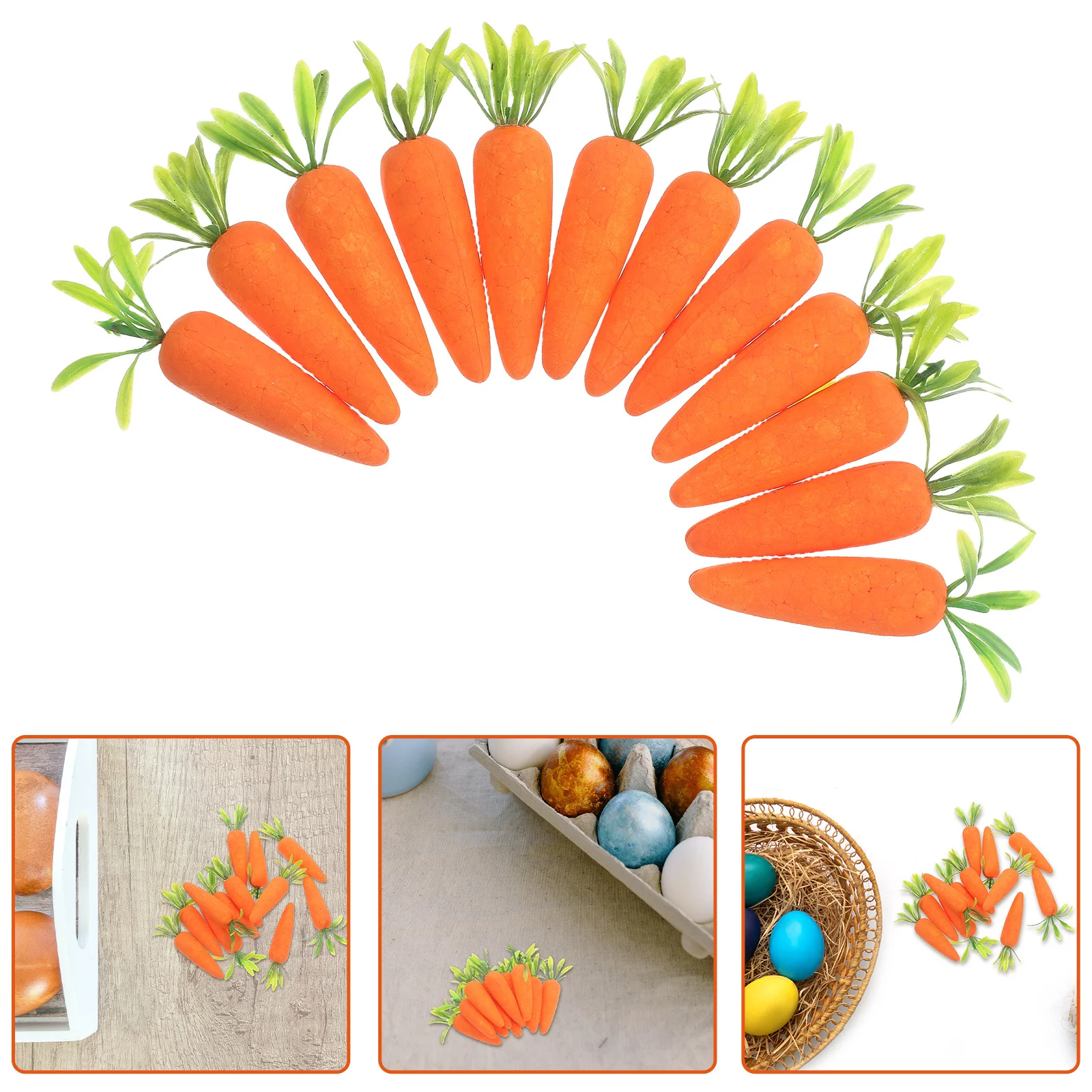 12 قطعة من الجزر الرغوي الواقعي للخضروات الاصطناعية لتزيين عيد الفصح محاكاة واقعية لعرض الطعام والحرف اليدوية DIY للحفلات المنزلية #1
