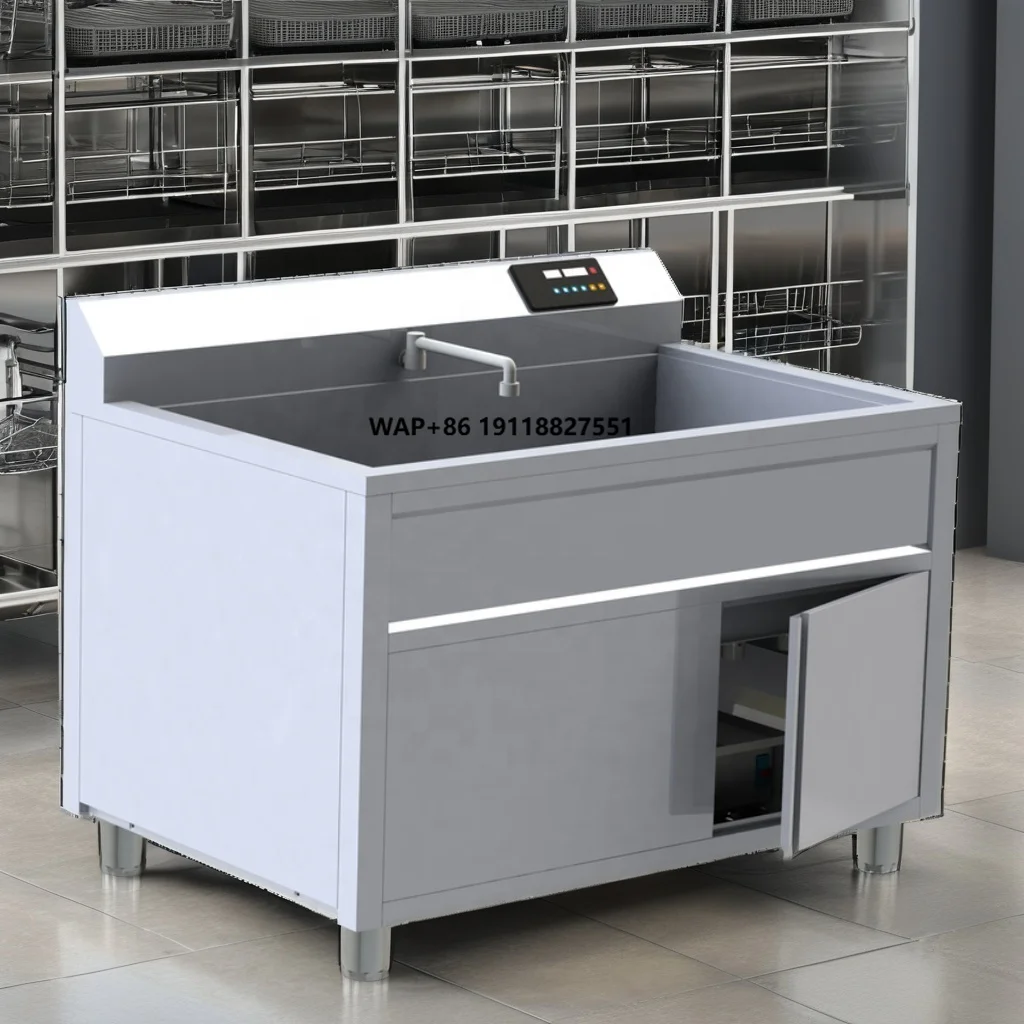 Commercial Ultrasonic Vegetable Fruit Washer Machine with Bubble Cleaning System - Industrial Dishwasher for Restaurant Hotel