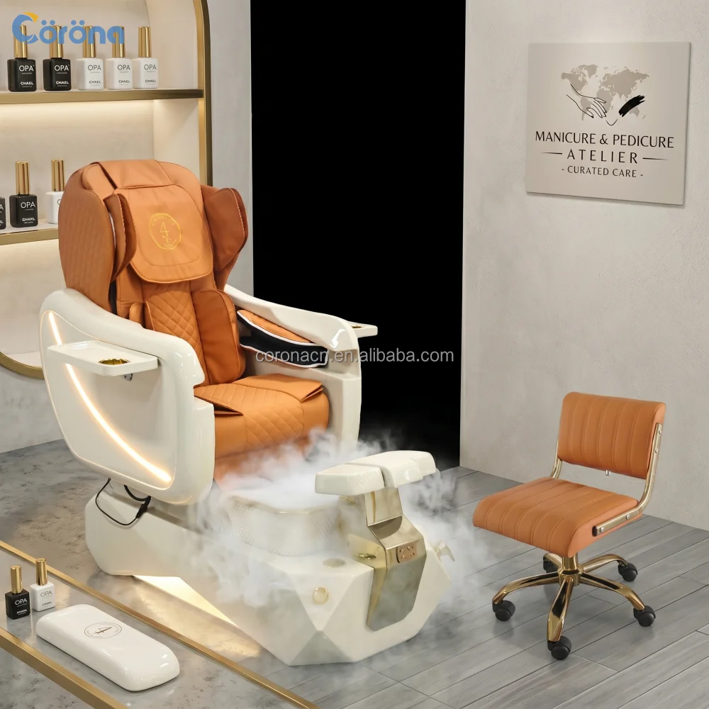 Coolfull Luxury Electric Massage Pedicure Chair with Foot Spa Basin for Nail Salon
