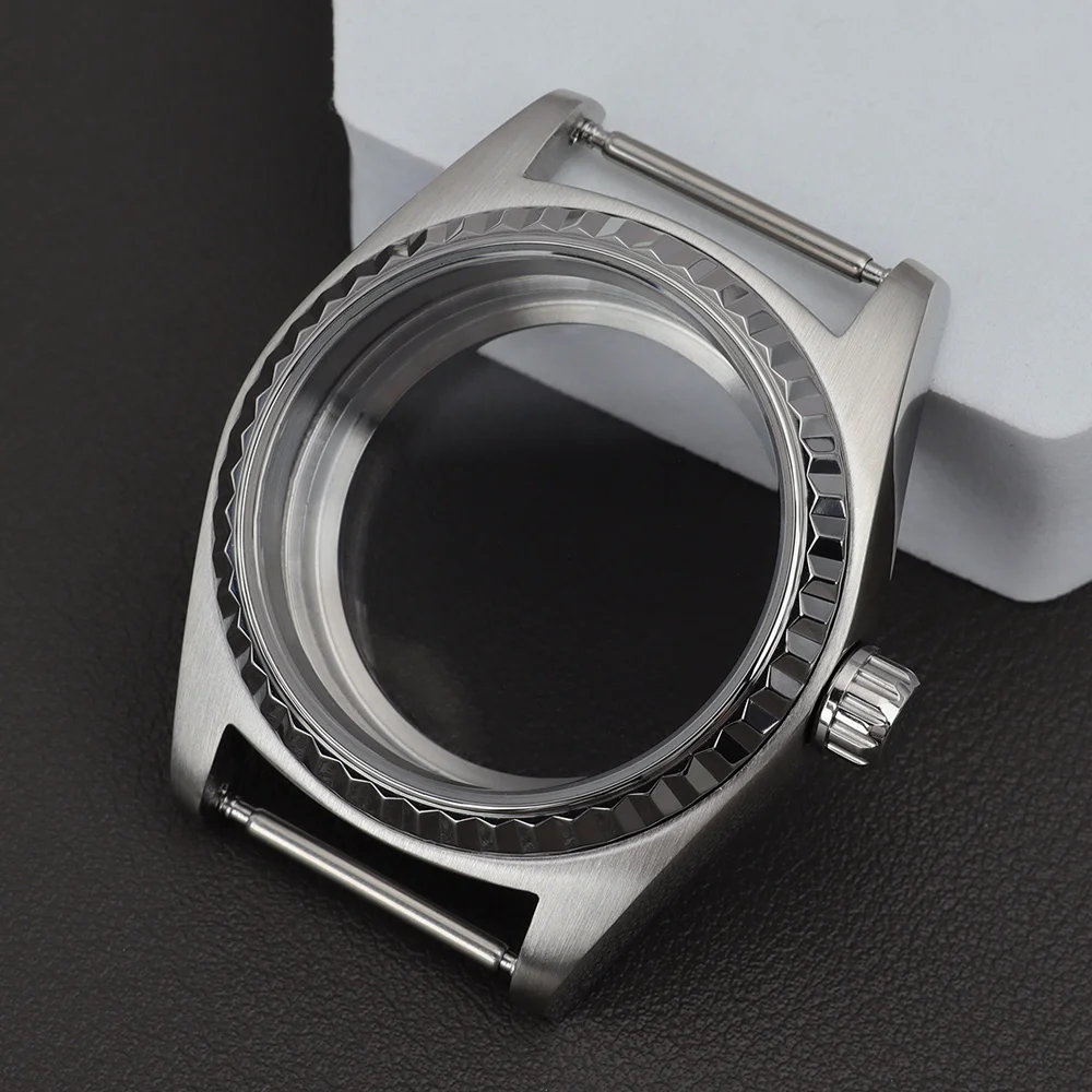 

38mm NH35 Watch Case Fluted Curved Bezel Case For NH35 NH36 NH38 NH70 Movement Watch Accessories Parts 29.5mmDial 100mWaterproof
