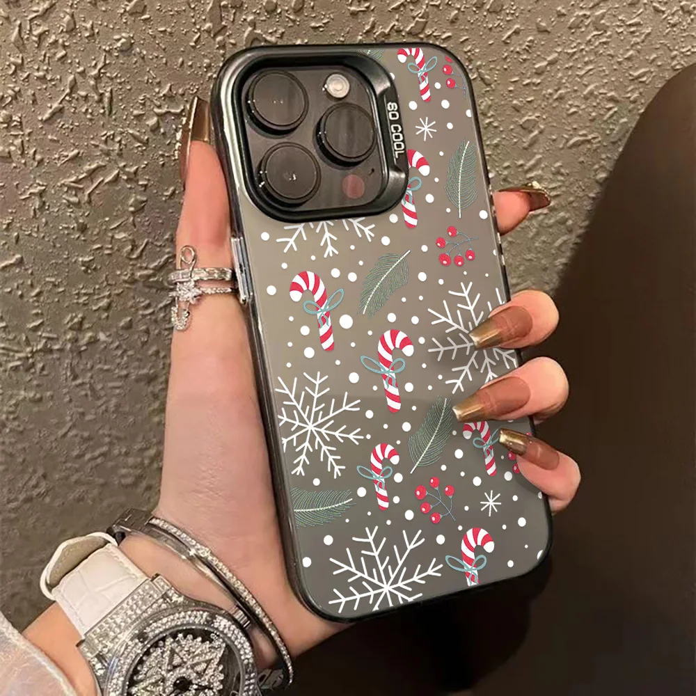 عيد الميلاد الثلج قضية الهاتف آيفون 17 برو ماكس 16 15 14 13 12 11 برو ماكس زائد 7 8 زائد X Xs Xr الأسود للصدمات غطاء من البولي يوريثان #1