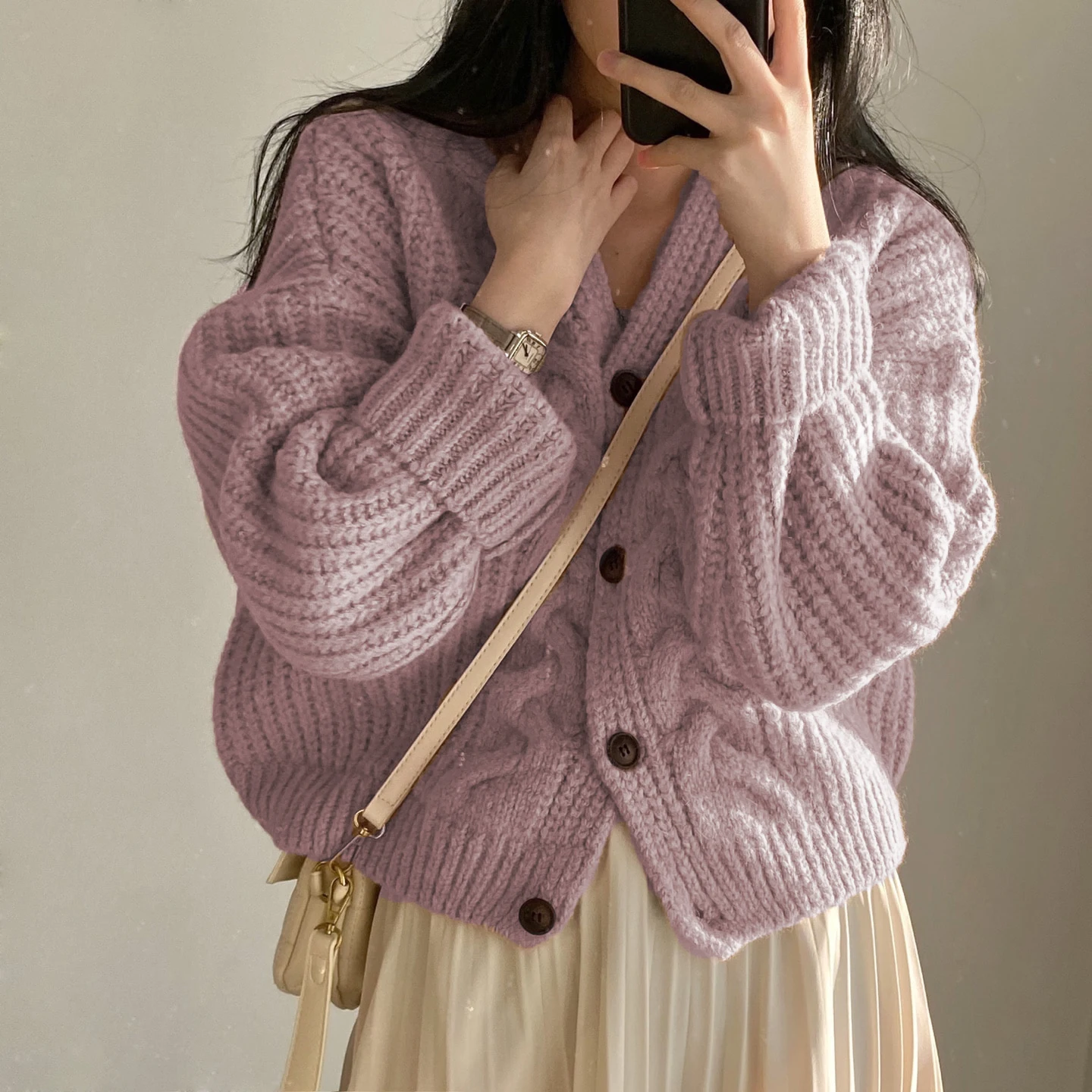 Winter New In Woman's Sweater Basic All-Match Knit Cardigans Korean Chic Office Lady's Loose Long Sleeve Top Elegant Casual Coat