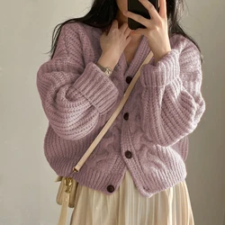 Winter New In Woman's Sweater Basic All-Match Knit Cardigans Korean Chic Office Lady's Loose Long Sleeve Top Elegant Casual Coat