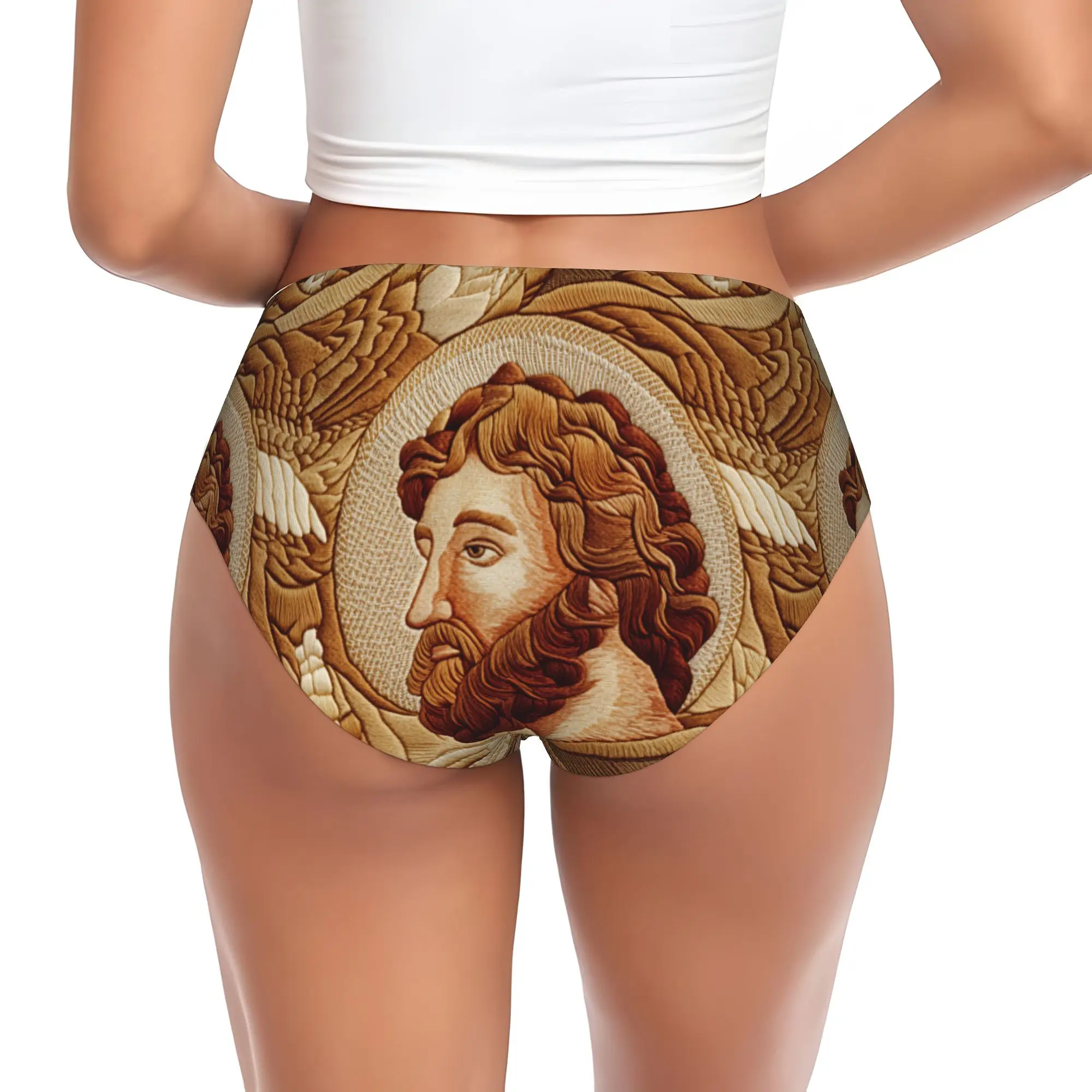 Saint Joseph Golden Thread Religious  Brief Panties Women's Breathable Stretch Aubusson Tapestry  Underwear