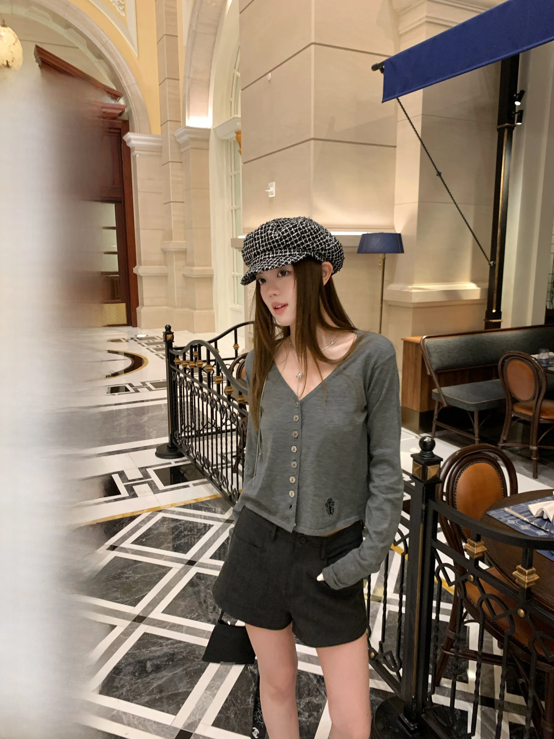 

TeeH Sli V-ne Embroidered Knitted Open Cardigan Slimming Sweater Top Commute Sle Pure Cotton Long Sve ort Length