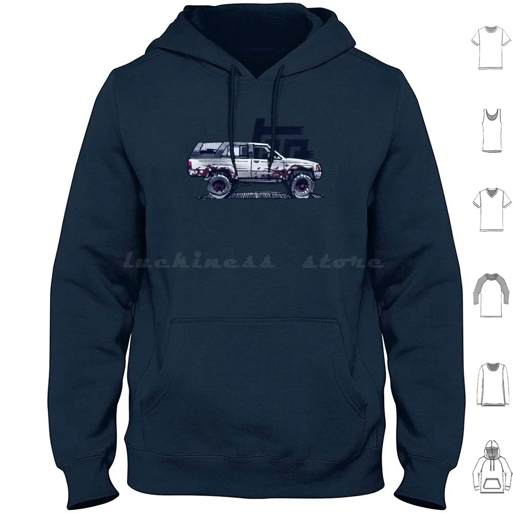 1st Gen 4runner Trd-Ghost Hoodies Long Sleeve 4 Runner 4runner Trd Lifted Muddy Dirty Sketch Suv 1st Gen 4 Runner Car