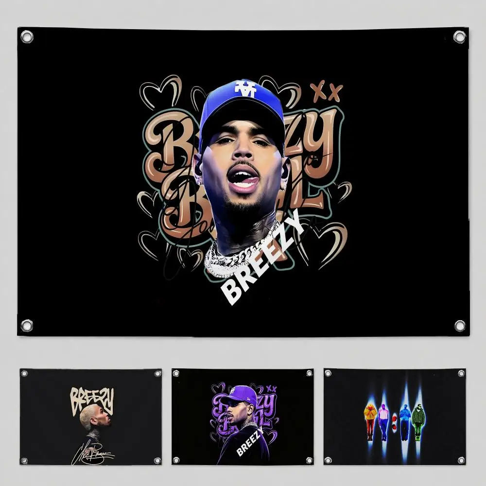 Singer Chris Brown Flags Home Yard & Garden Decor Banner - Indoor Outdoor Wall Hanging Flag