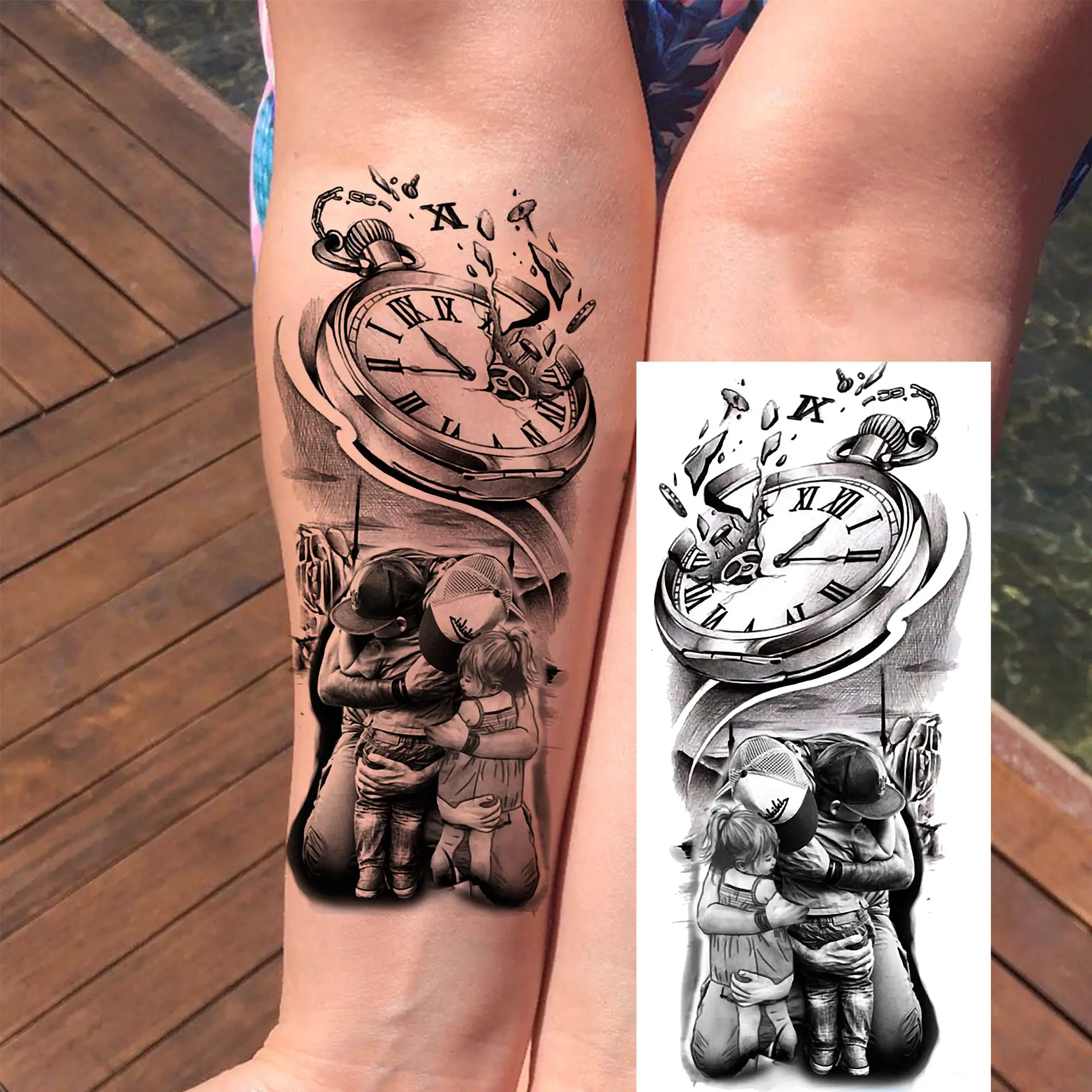 1 시트 축복 신앙 신앙 새겨진 임시 문신 가족 사랑 문신 방수 현실적인 가짜 문신 스티커... - 4