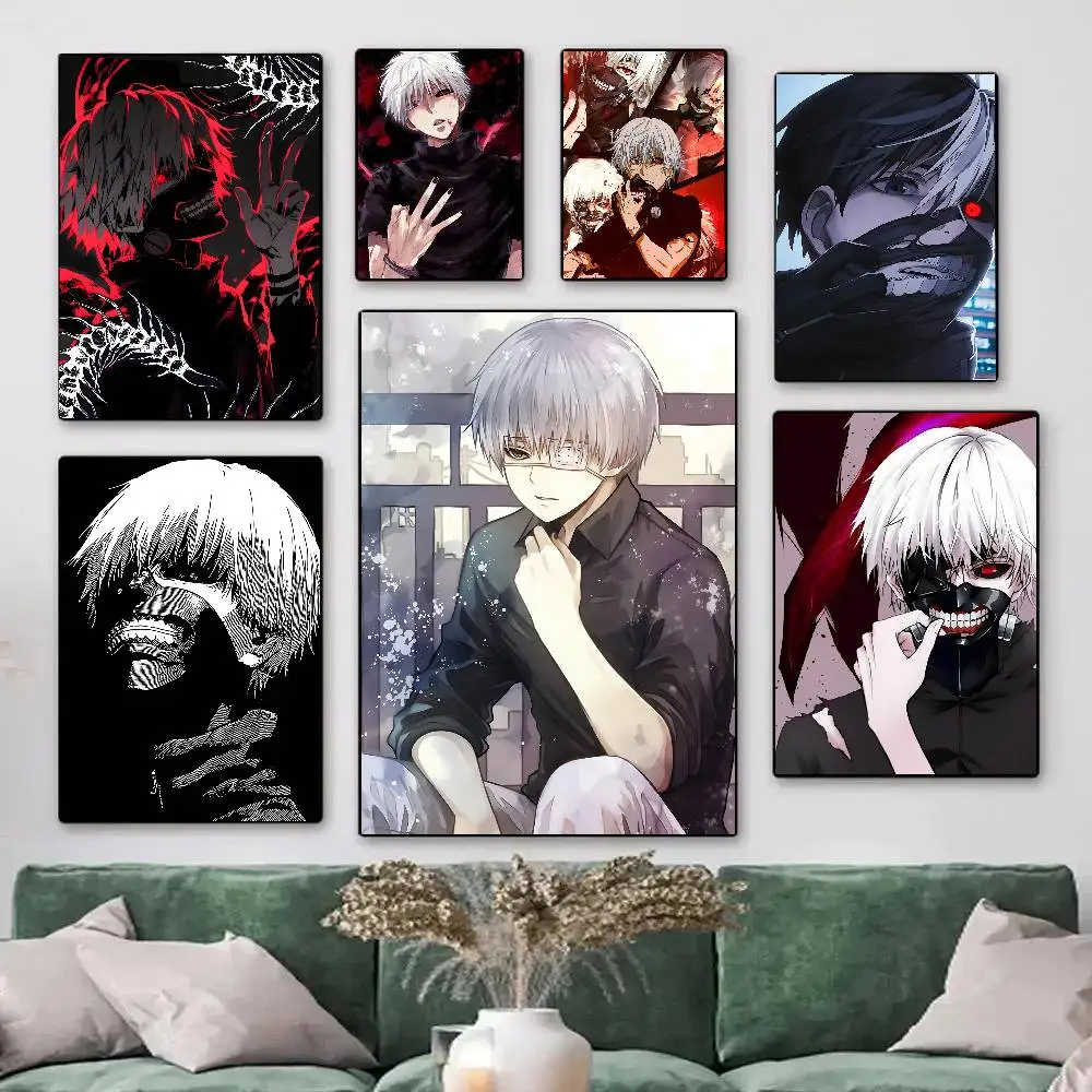 Anime T-Tokyo G-Ghoul Kaneki Posters HD Print Vintage Wall Art Decor for Home Study Room