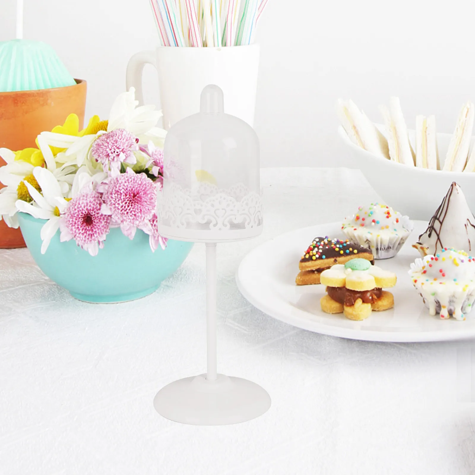 

Cake St Wedding Party Dessert Display Rack Pastry Plate Lid Premium Iron Lace Cover Safe Elegant Versatile Cupcakes