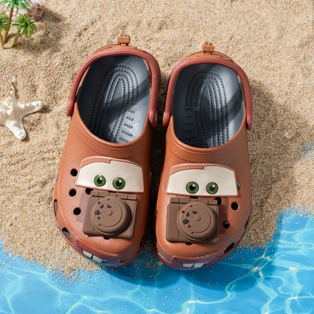 Pantuflas de Dibujos Animados, Sandalias Impermeables de Eva para Exteriores, Sandalias con Estampado de Autos, Sandalias Casuales para Adultos, Adecuadas para la Playa, Zapatos Casuales con Tira en el Tobillo, Regalo