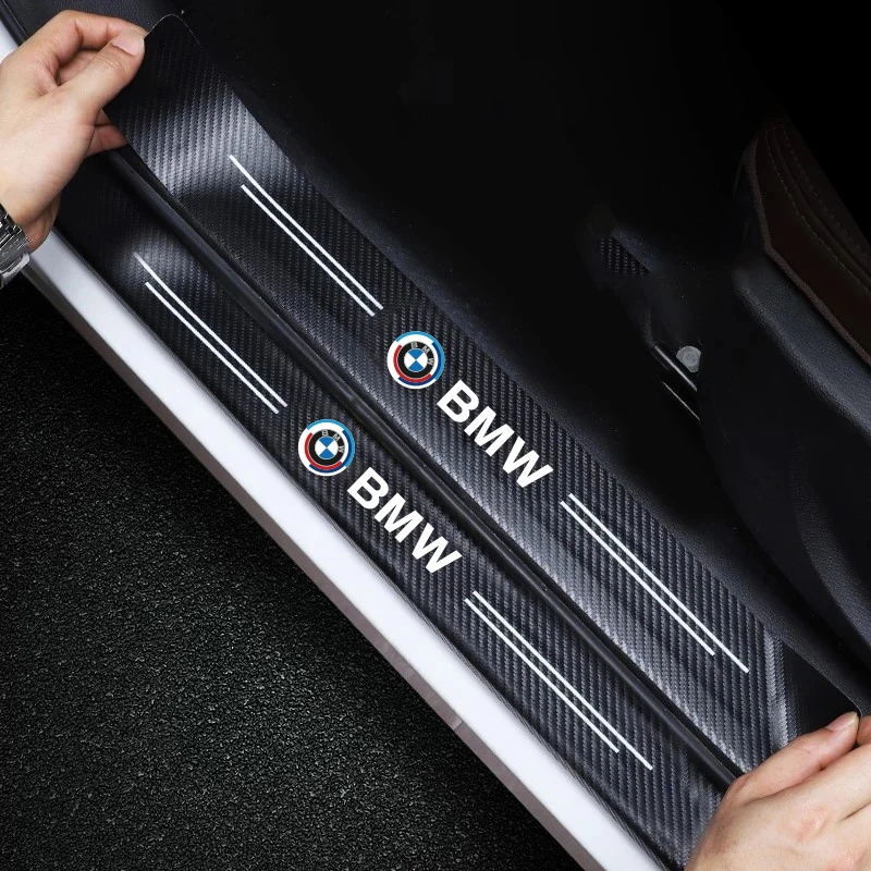 Car Logo Door Carbon Fiber Sill Protector Stickers For BMW 50th M F10 E90 F20 X3 X1 X2 X4 X5 X6 E70 E30 E34 E53 E61 E62 E93 GT