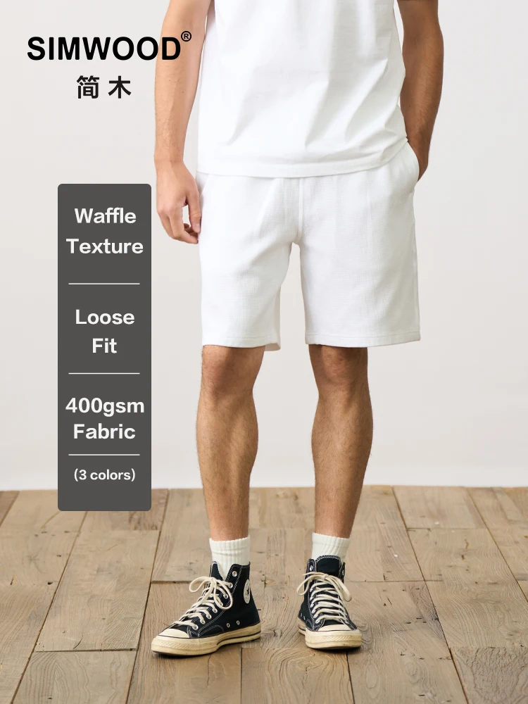 

SIMWOOD 2024 Summer New Oversize Heavyweight 400gsm Waffle Texture Fabric Jogger Shorts Men Plus Size Gym Casual Sweatshorts