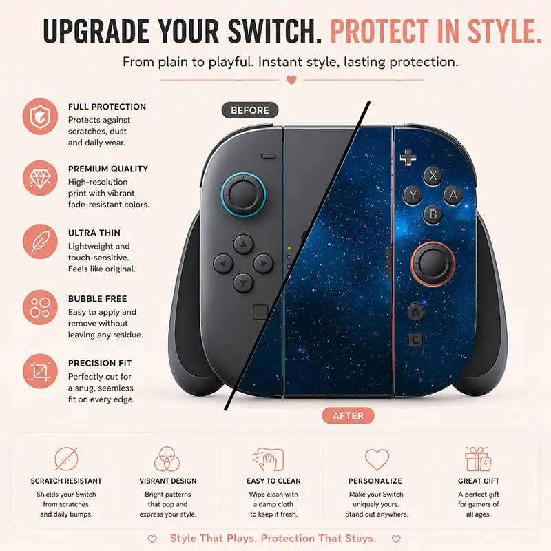 Creative pattern SWITCH game console protective film, with natural touch and comfortable feel, featuring personalized designs