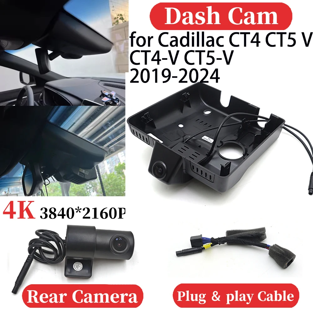 ZJCGO for Cadillac CT4 CT5 V CT4-V CT5-V 2019-2024 UHD Car 4K Video Recorder DVR Dash Cam Dashboard Camera Plug and play