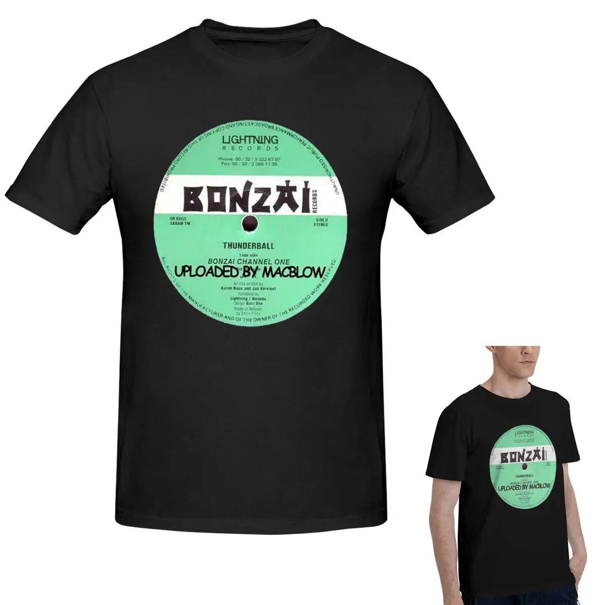 

100% Cotton Bonzai Records T-Shirt Men's Classic Oversized T Shirt Men Round Neck Summer Shirts Tops S-6XL