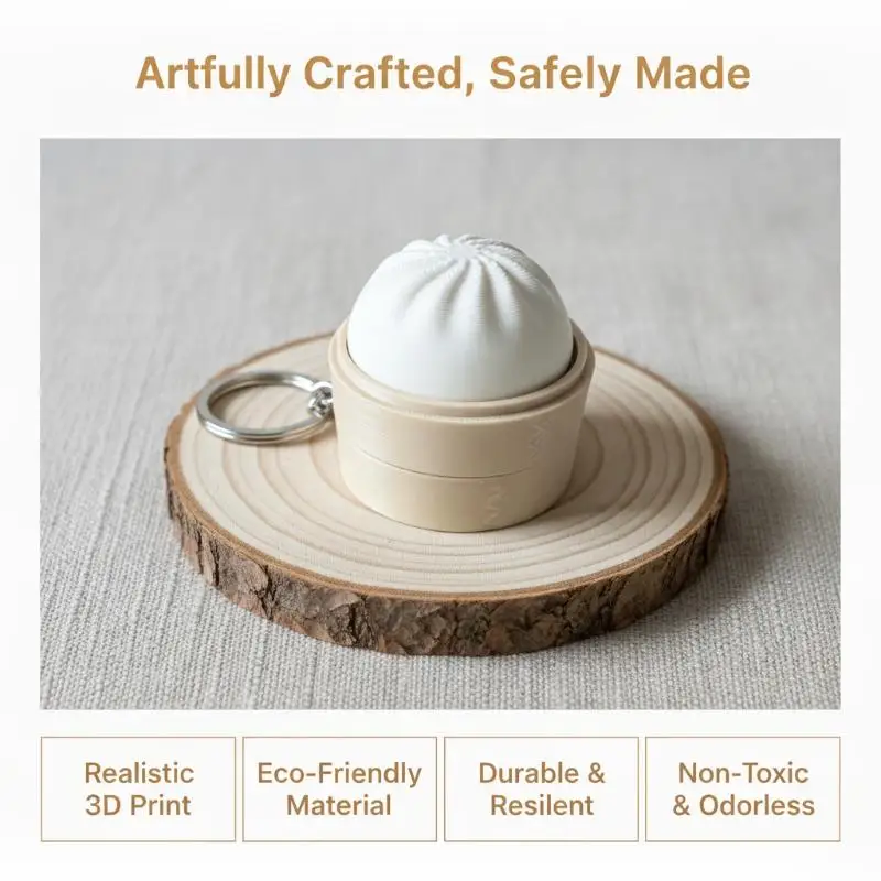 Simulation Bun Keyboard Clicker Keychain Mini Steamed Bun Stress Relief Sensory Fidget Toys For Decompression