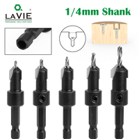 LAVIE 1pc 1/4 Hex Shank HSS Countersink Woodworking Router Bit Set Milling Cutter Screw Extractor Remon Demolition CH339D20BK