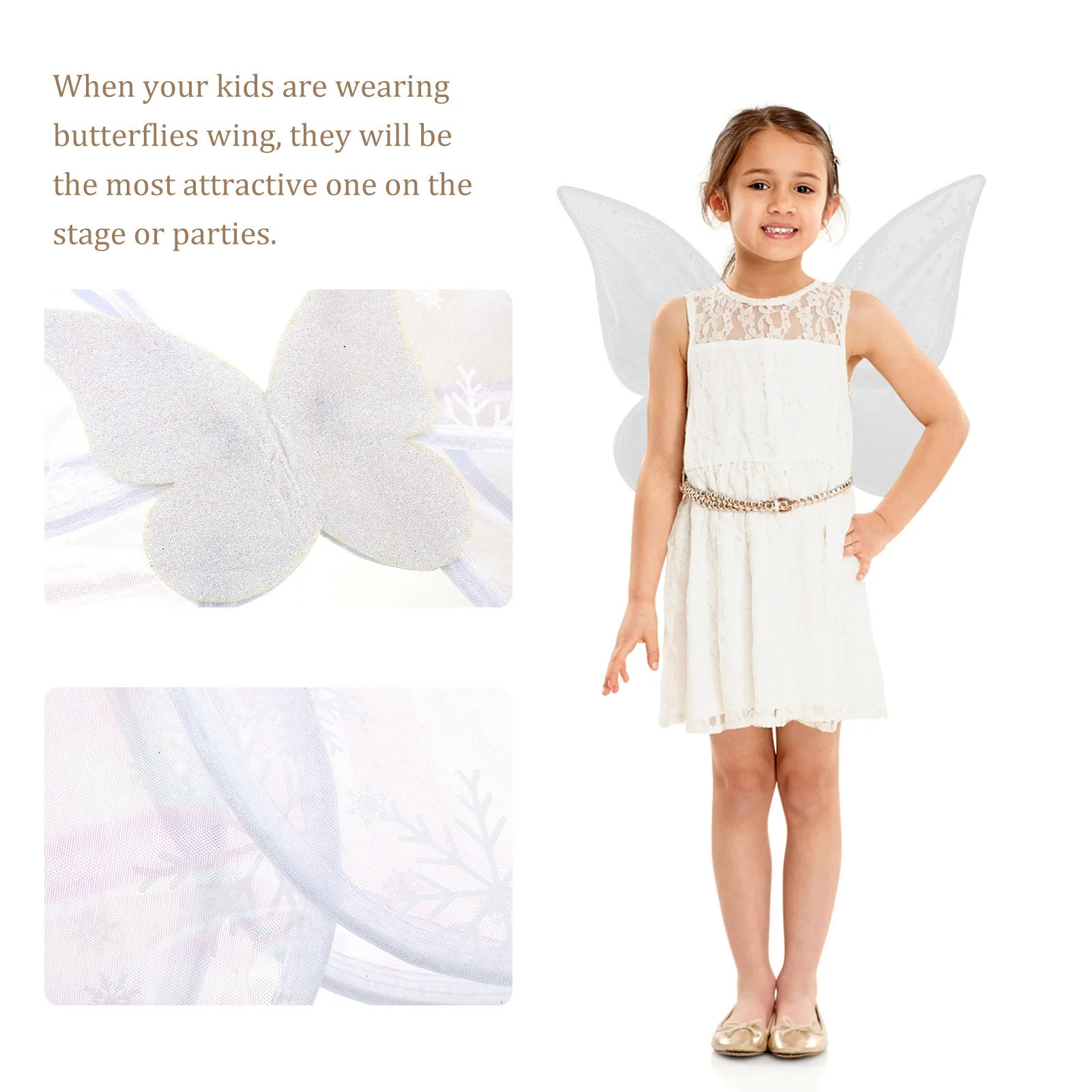 소녀들을 위한 나비 날개 눈송이 요정 디자인 가벼운 창의적인 사진 소품 어린이 파티 공연 코스프레 액세서리
