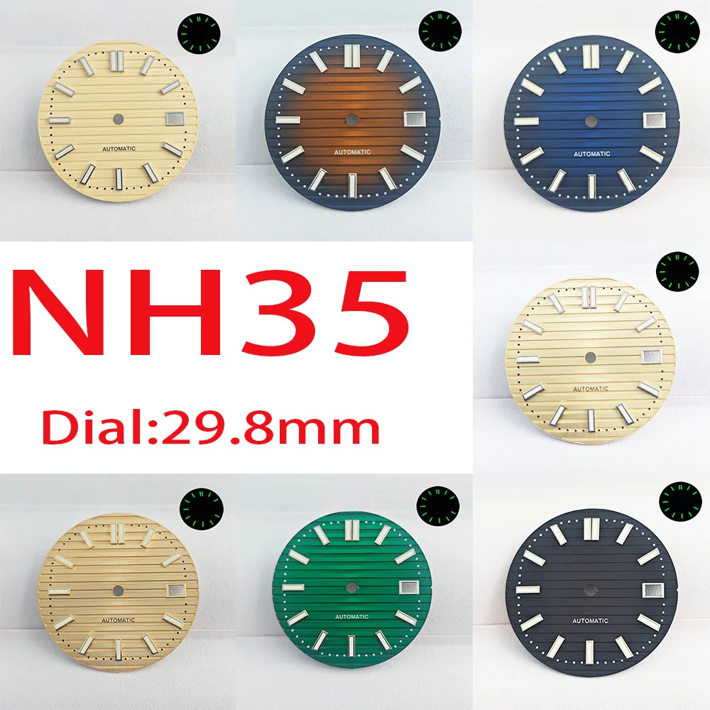 

Men's watch NH35 dial 29.8mm dial green luminous suitable for NH35 NH36 automatic mechanical movement hands watch accessories