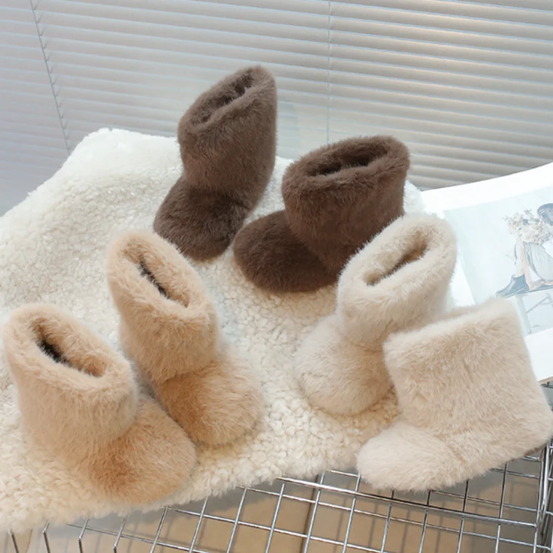 

Kawaii Girl Boots Fashion Student Winter Cartoon Casual Fleece-Lined Keep Warm Non-Slip Comfortable Snowshoes Children Clothing