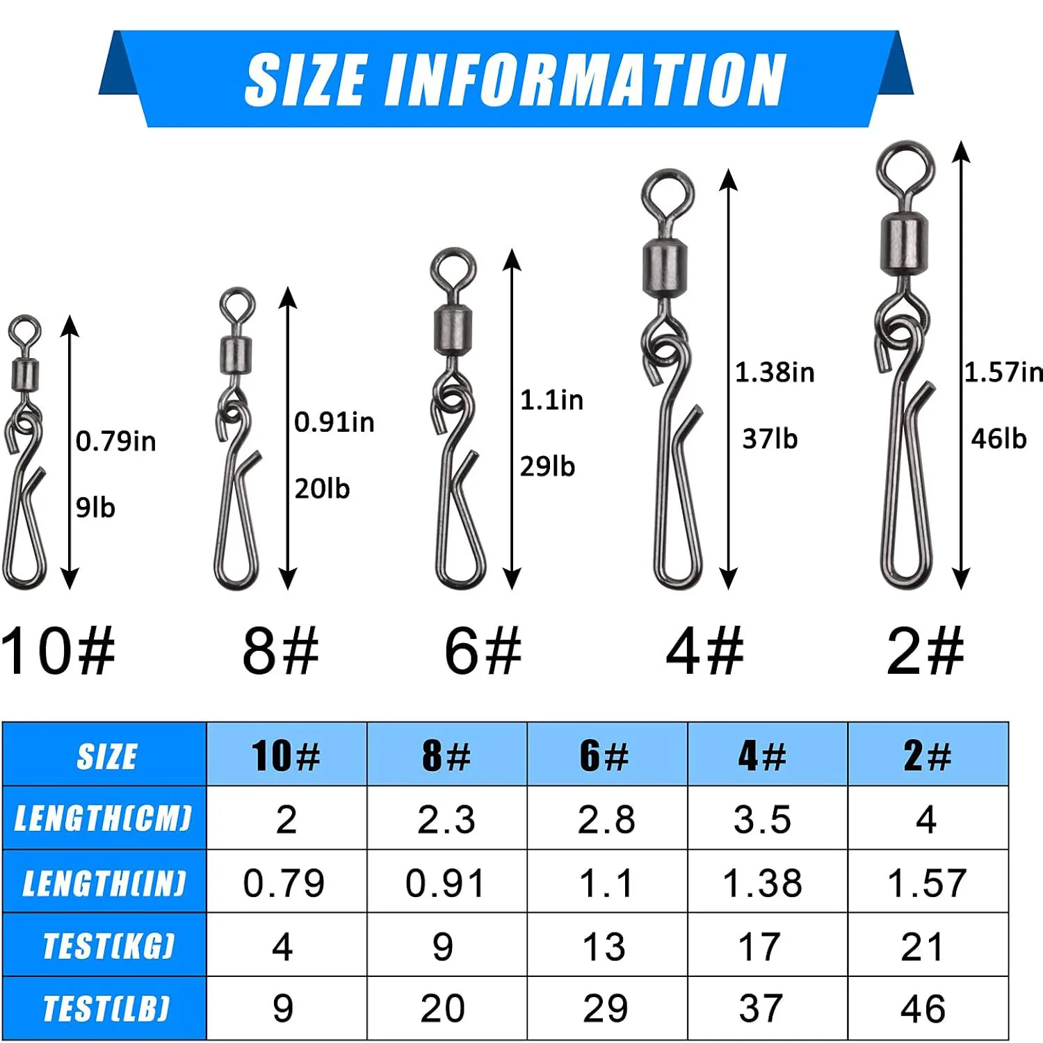 50Pcs Fishing Swivels Snaps Rolling Barrel Swivels with Fast Clips Fishing Snaps High Strength Speed Clips Connector Freshwater