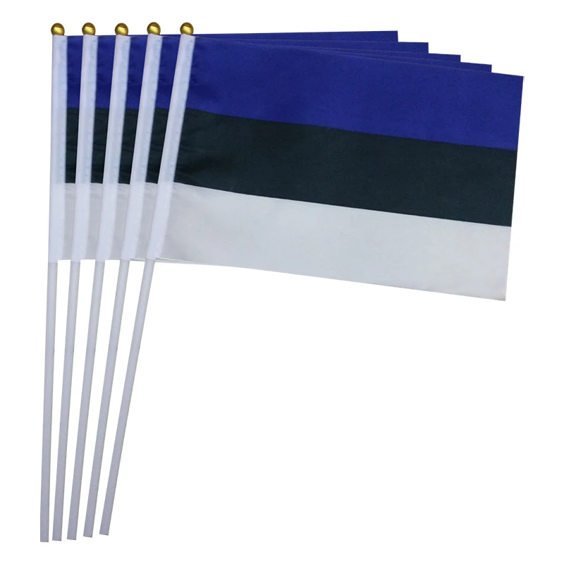 

free shipping xvggdg 100pcs 14 * 21cm Estonia National Flag Estonia hand Flag