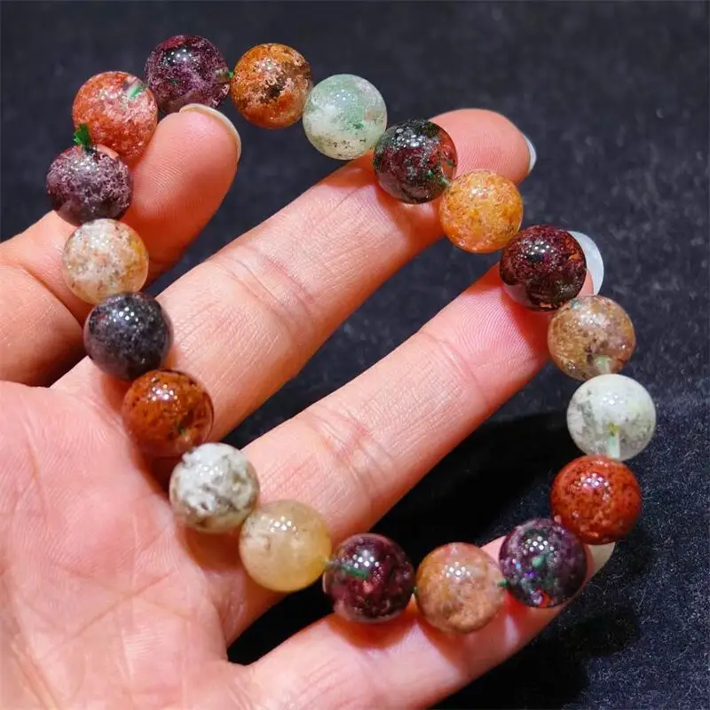 10MM Natural Colored Garden Quartz Bracelet For Women Men Love Gift Crystal Beads Strands Jewelry Gift 1PCS