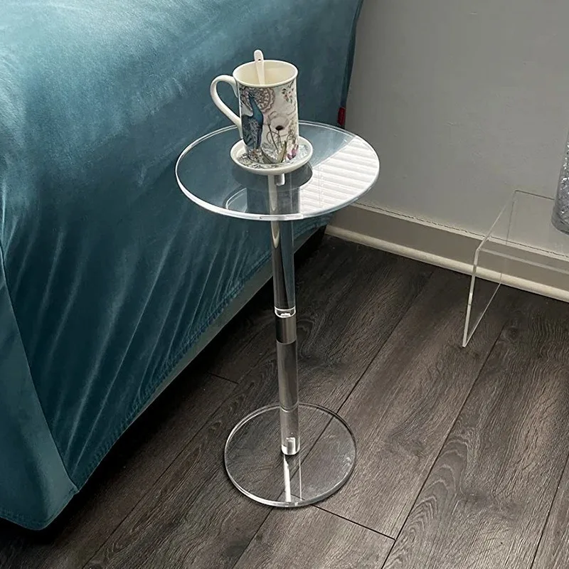 Acrylic Coffee Table Minimalist Living Room Decor Compact Round Corner Sofa Bed Side Table Nightstand Office Hotel Furniture