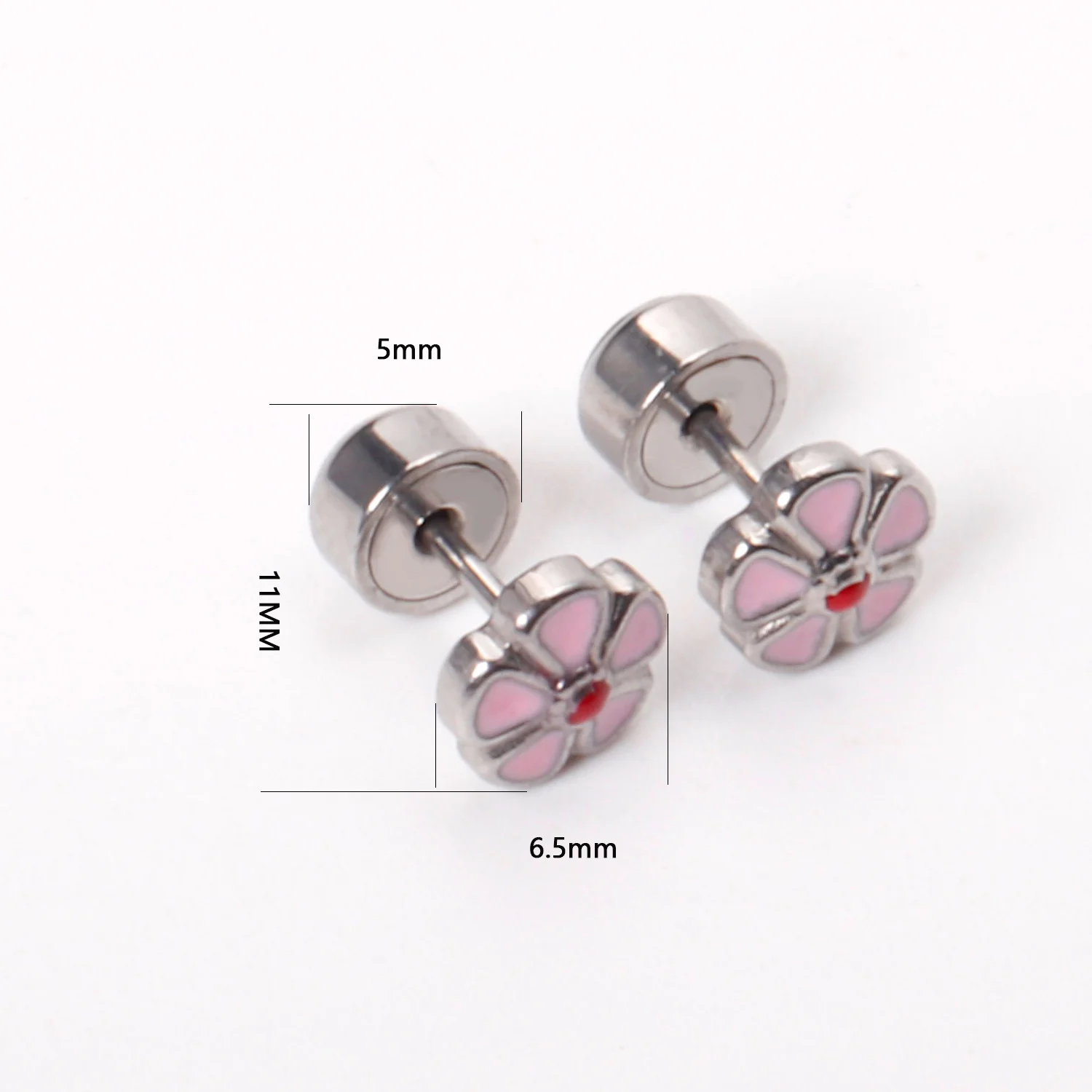 LUXUSTEEL Cute Heart Star Stud Earrings For Women Flower silvery Stainless Steel Crystal Female Earrings Metal Luxury Jewelry