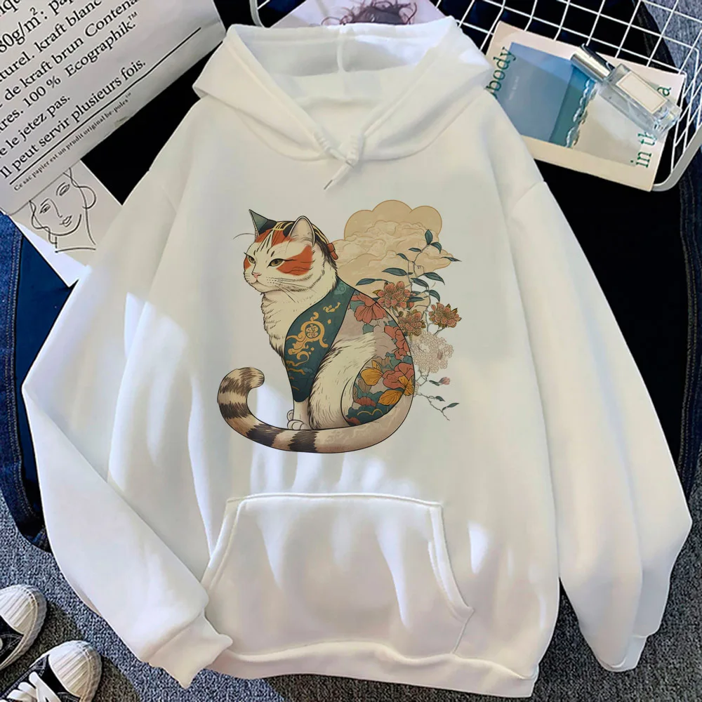 Japanese Grunge Cat hoodie anime manga athleisure modern style elegant teen tracksuits Y2K printed design modern style Japanese