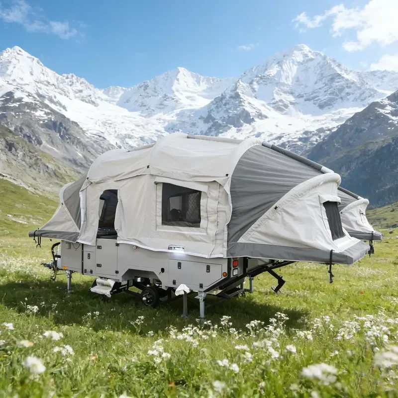 Folding Inflatable Camper Canvas Tent Trailer Dual Fold Off Road Camper Trailer Popup RV Dual Double Fold Opus