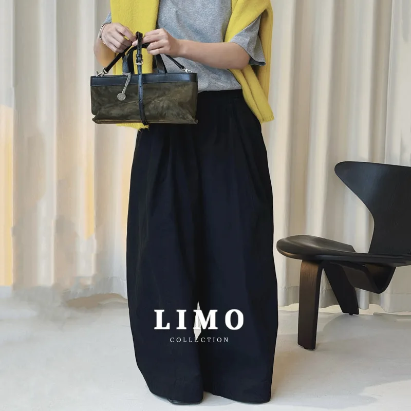 

LIMO 2025 летние текстурированные хлопковые брюки в стиле ретро, женские модные широкие брюки с высокой талией, повседневная шикарная уличная одежда