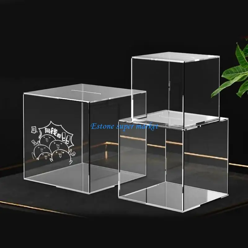 090b Clear Piggy Break, um Geldbox für Erwachsene Münzen Pot Cash Container zu eröffnen