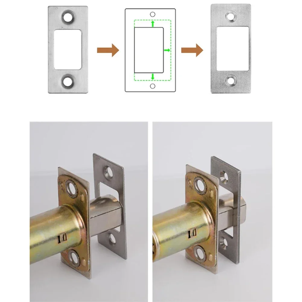 DeadBolt Strike Plates Large Hole And Narrow Edge Frame Striker Stainless Steel Deadbolt Repair Home Hardware Parts