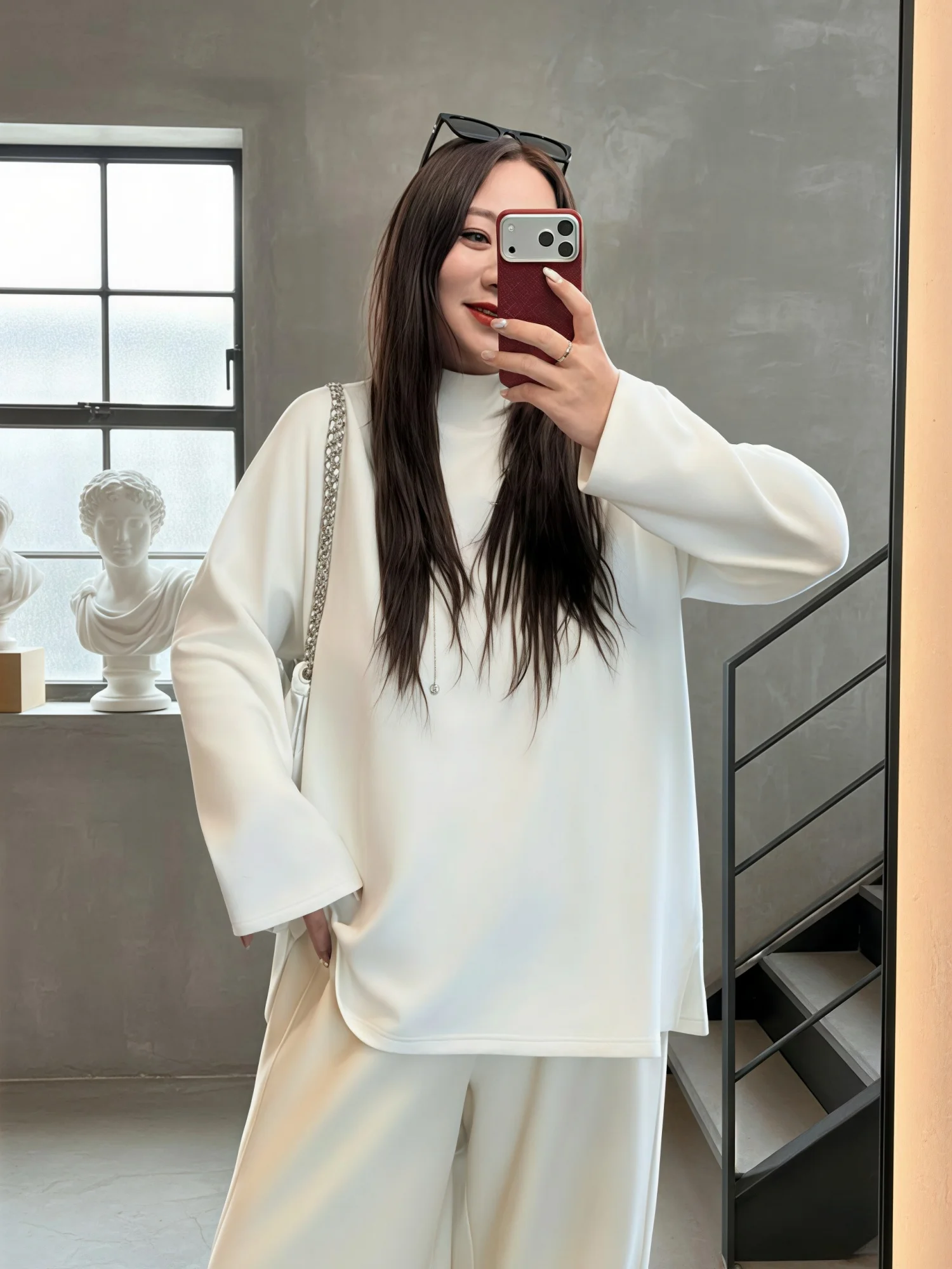 

plus Size Women's High Collar Thermal Shirt Gentle Slimming Casual Versatile Thick Sister Early Spring Minimalist Style Base ...