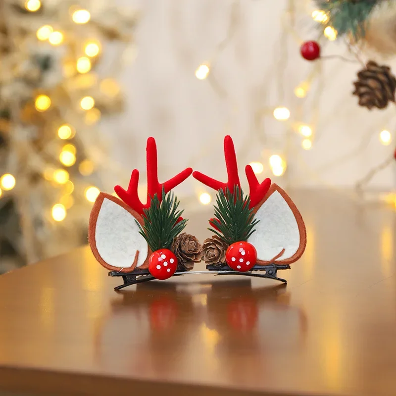 

Christmas Plush Hairpin Cute Red New Year Headdress Elk Gift Girls Hair Clips Children's Hair Accessories Wholesale