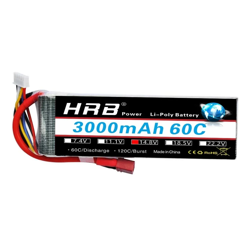 HRB 4s Lipo Battery 14.8V 3000mAh 60C RC LiPo Bateria for RC Car Helicopter Quadcopter Boat Airplane