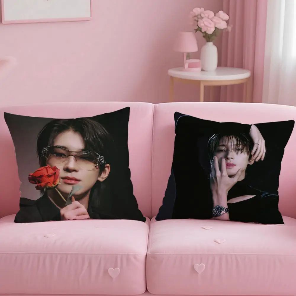 Kpop W-Wonwoo Cushion Cover Short Plush Double-Sided Printing Home Machine Washable in Warm Winter Pillow Case