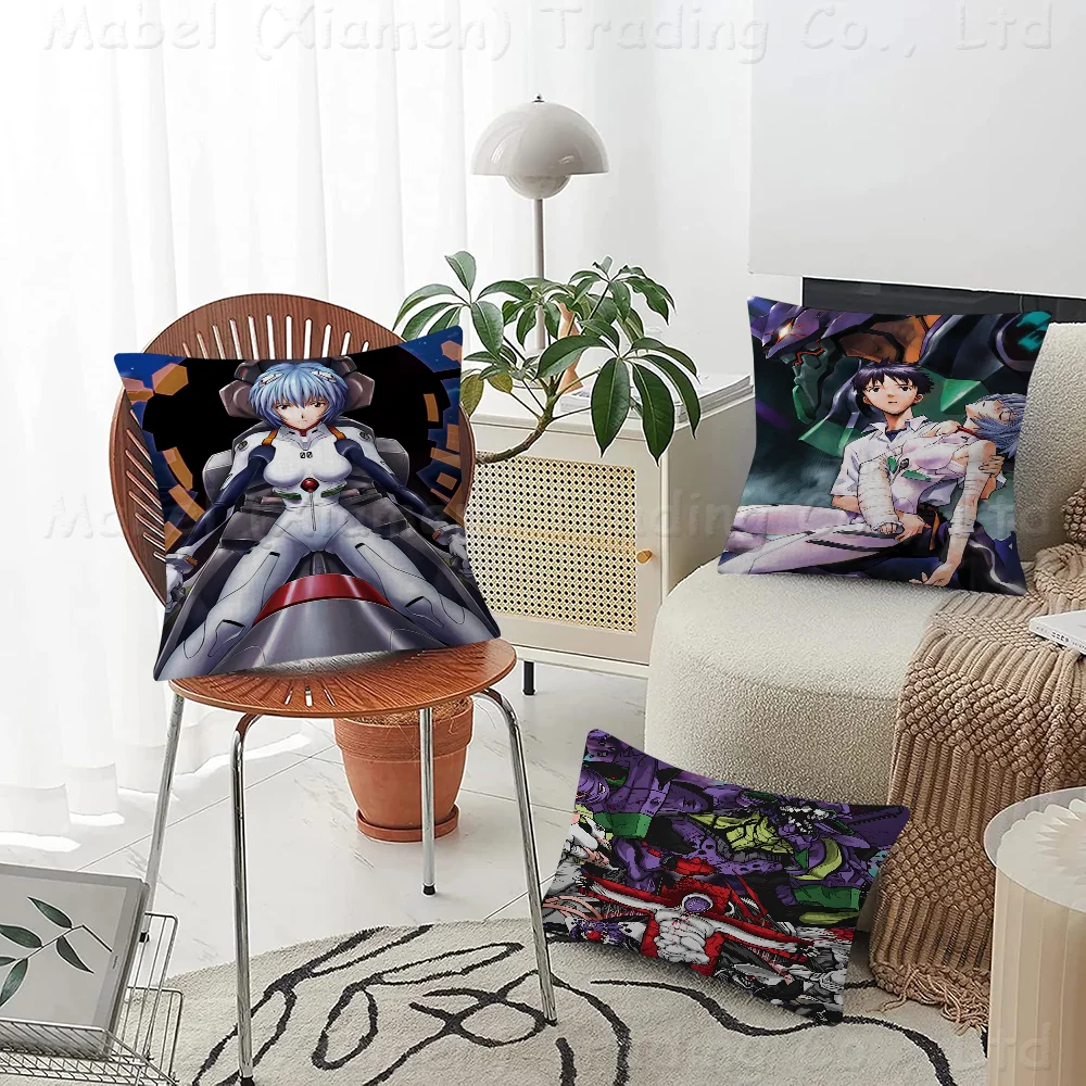 E-Evangelion Anime Cushion Cover Inches Farmhouse Decor Home Throw Pillow Covers For Couch Decorations