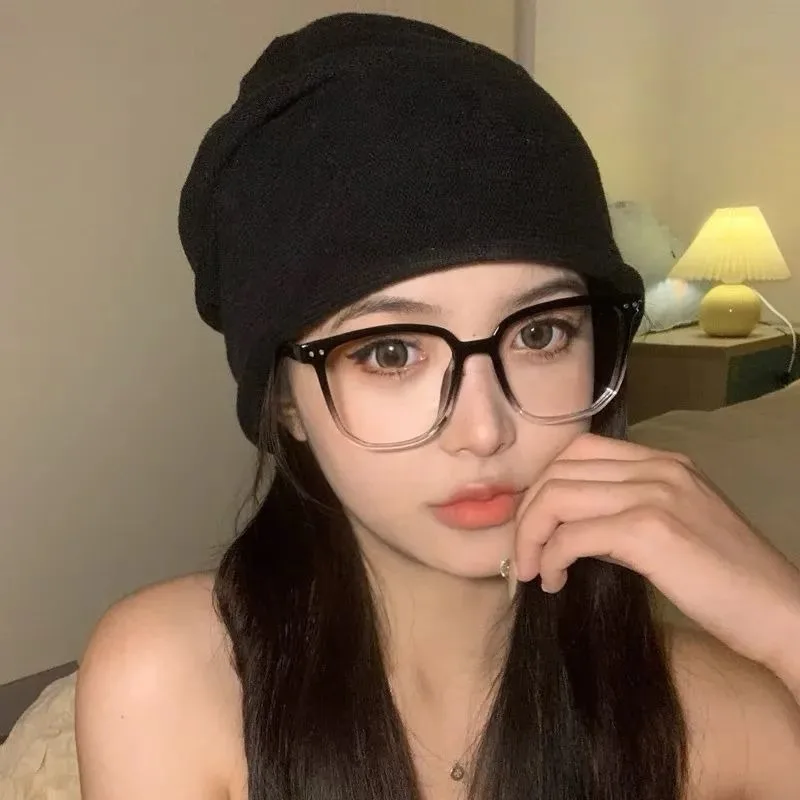 إطار كبير عصري وعصري مضاد للضوء الأزرق مع إطار نظارات مسطح من الخشب المتدرج للنساء