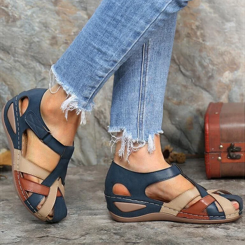 Women's Sandals Wedges Heels Sandals For 2025 Summer Shoes Woman Mix Color Heeled Sandalias Mujer Low Platform Summer Footwear