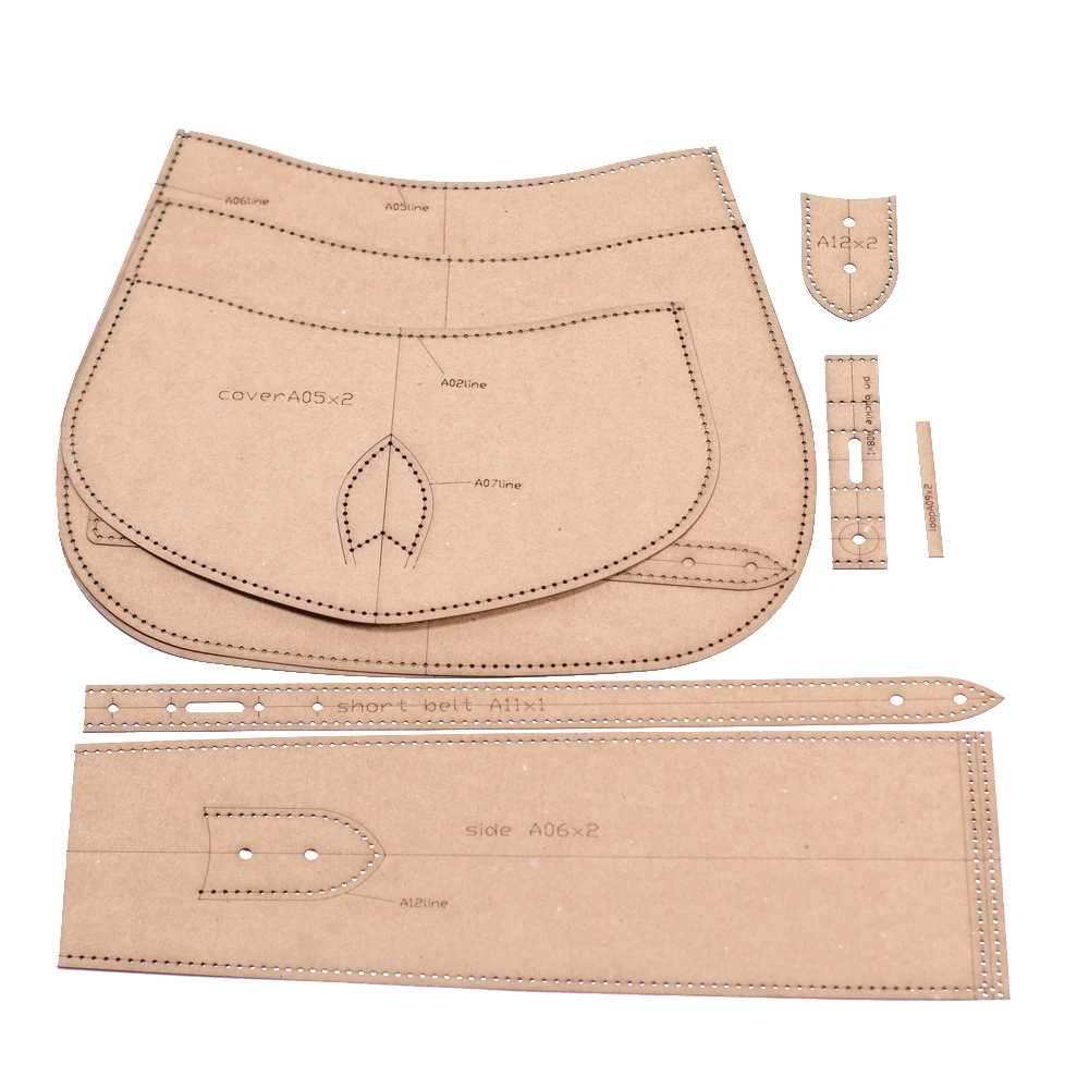 DIY leather craft women shoulder bag kraft paper die cutting sewing pattern hollowed stencil template 26x23x10cm