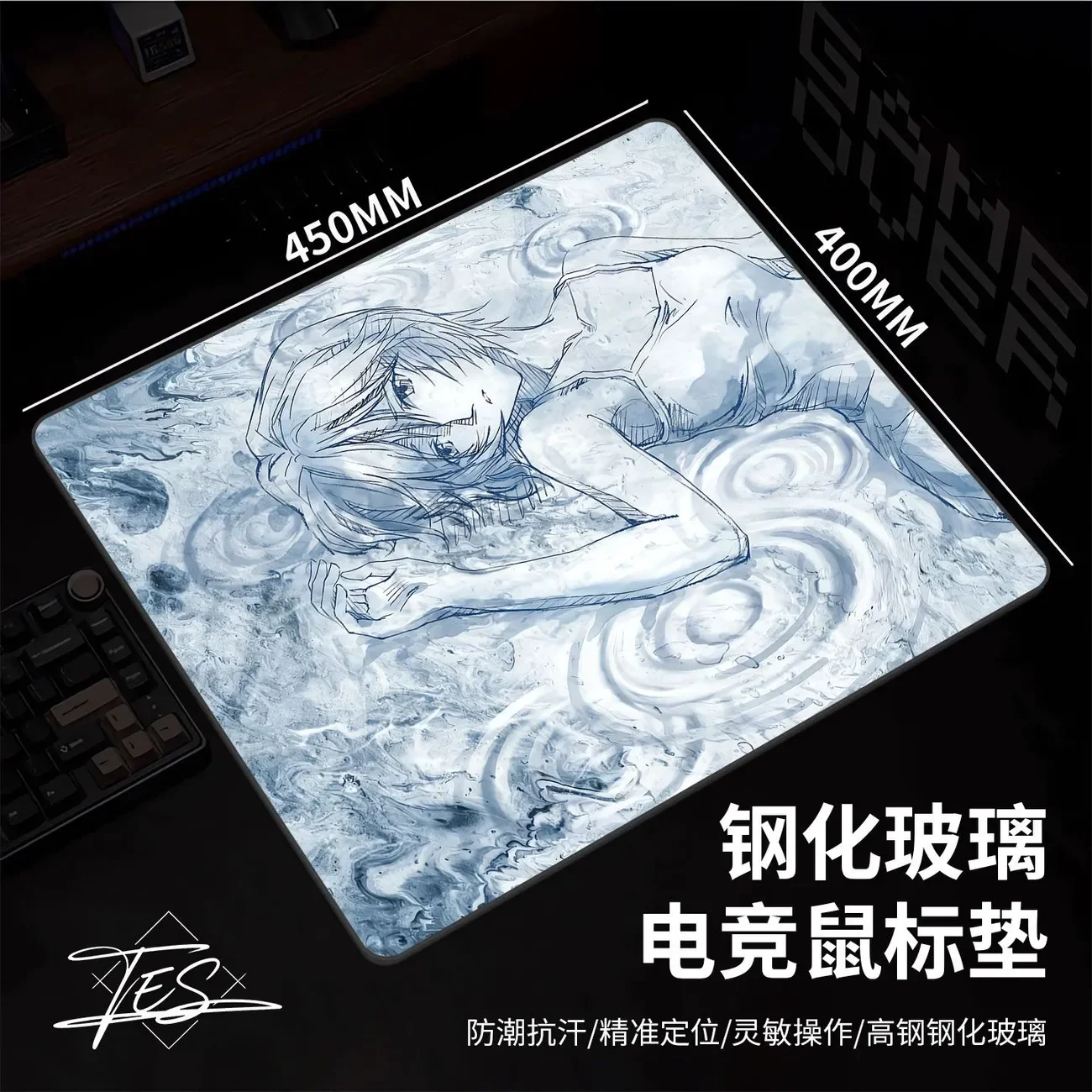 Anime Girl Sexy Sketch Glass Mouse Pad HD Custom Tempered Upgrade Smooth FPS Esports Office Mouse Mat Desktop Computer Desk Pad