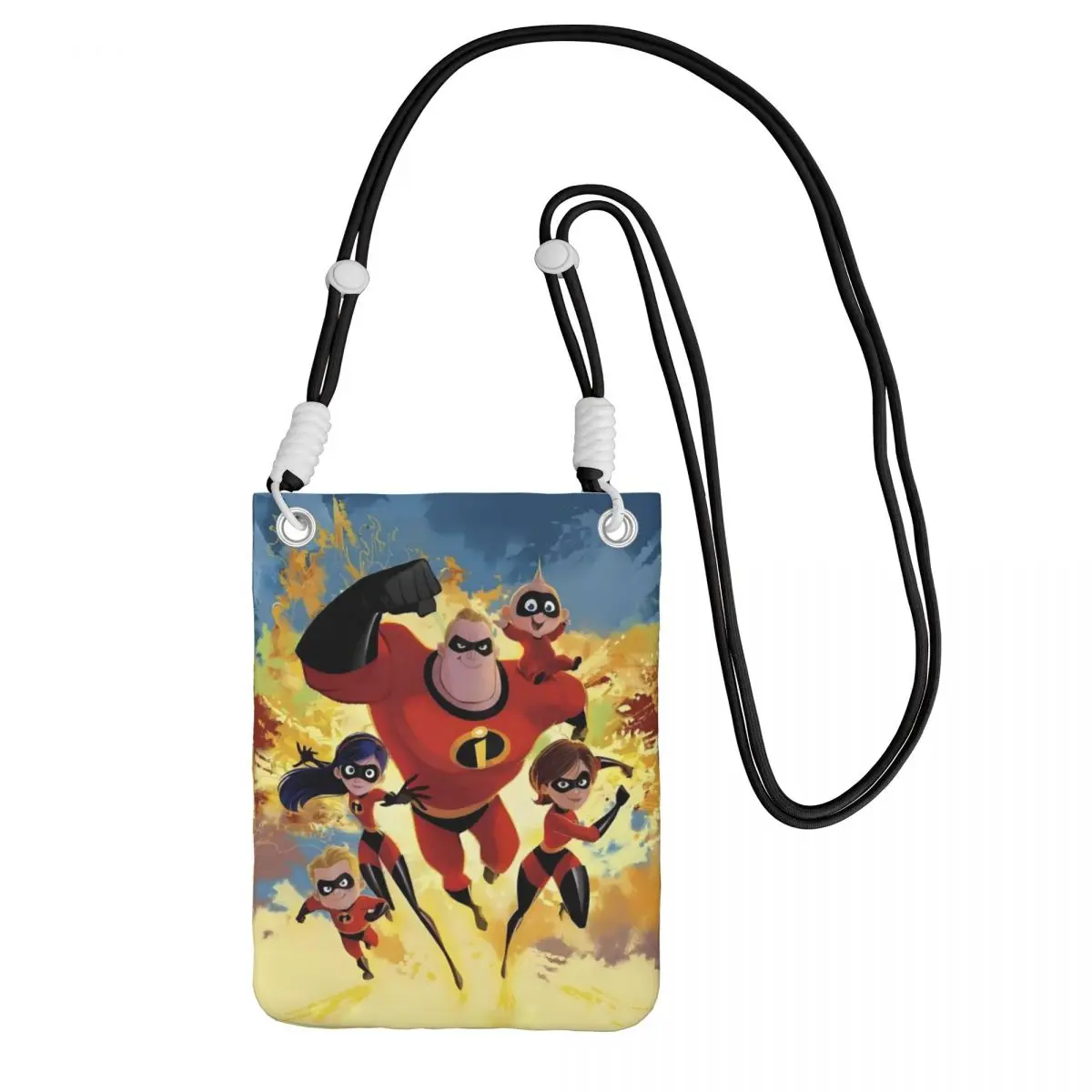 

Custom The Incredibles Mobile Phone Bag Women Men Superhero Film Shoulder Crossbody Bag For Travel Detachable Shoulder Strap
