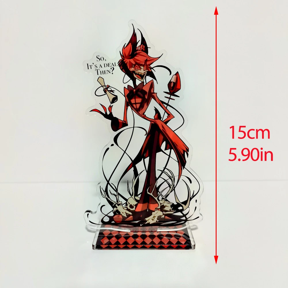 Hazbin Alastor Hotel Mattina Cosplay Stand Anime 15 cm Acrilico Figura di cartone animato in piedi Regali di compleanno Collezione di decorazioni per borse