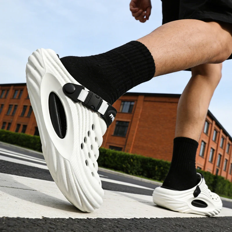 Fashion Hollowout Thick Bottom Sandals for Couple Summer Outdoor Quick Dry Water Shoes Men Closed Toe Anti-slip Sports Sandals view 6