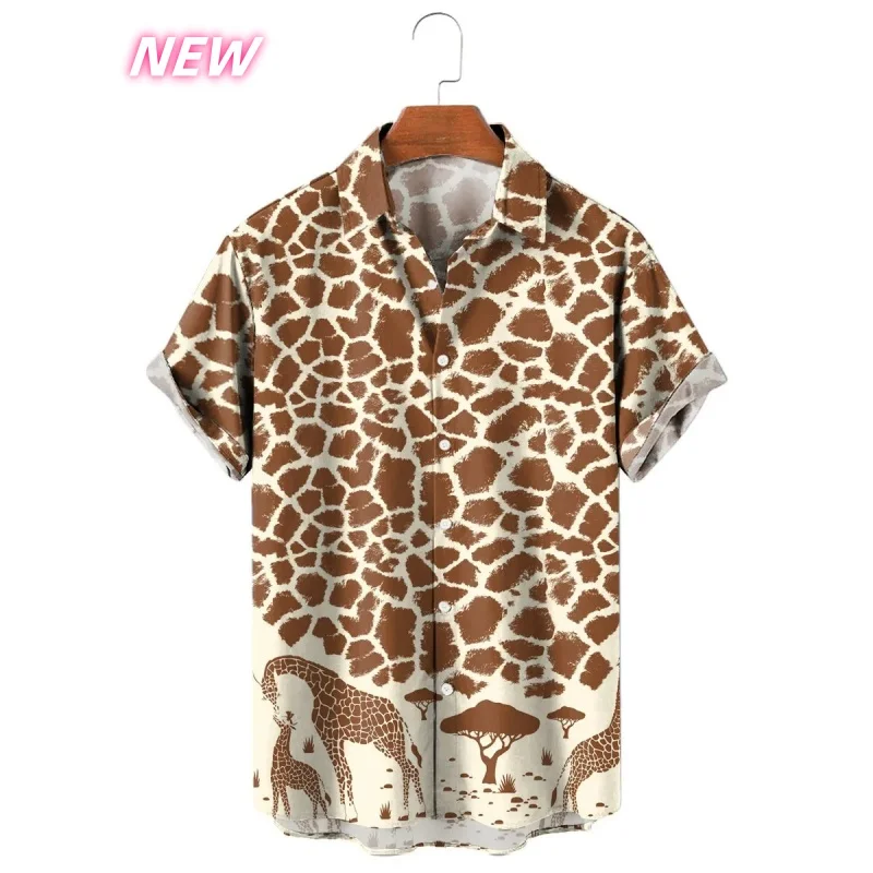 

3D Printed Pig Duck Aloha Shirt For Men Zebra Deer Graphic Blouses Casual Short Sleeve Hawalian Shirts Loose Street Tops