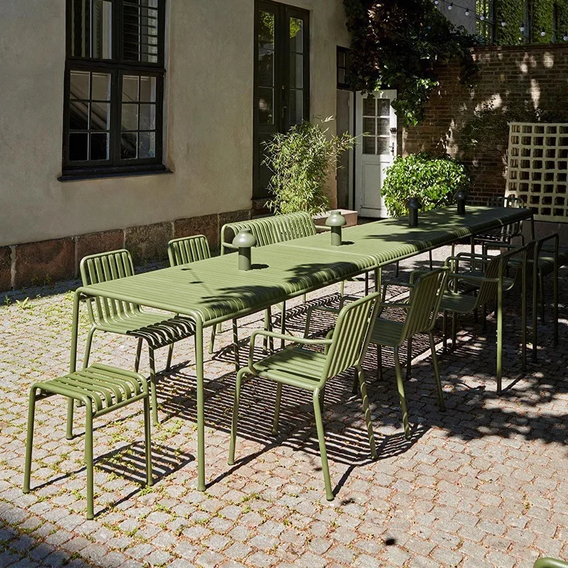 

Outdoor table and chair courtyard leisure long table open-air balcony waterproof and rust-proof outdoor garden wrought iron